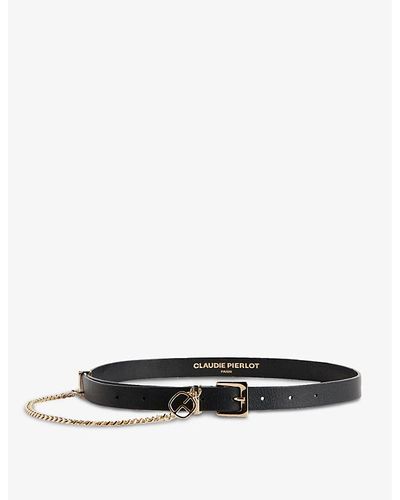 Claudie Pierlot Alicante Chain-embellished Leather Belt - Black