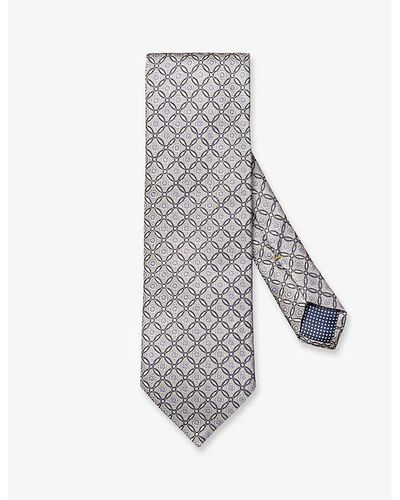 Eton Medallion Graphic-pattern Silk Tie - Gray