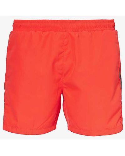 BOSS Logo-print Regular-fit Recycled-polyester Swim Shorts Xx - Red