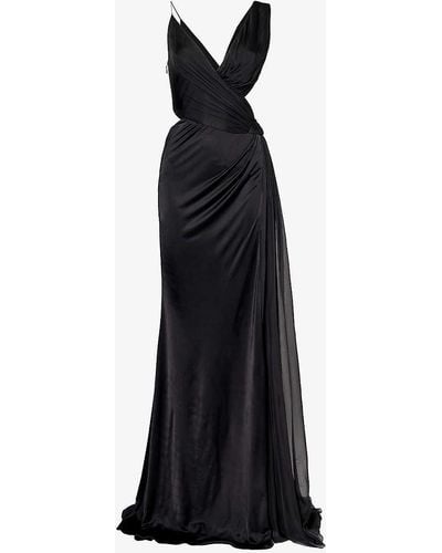Roberto Cavalli Cut-out V-neck Woven Maxi Dress - Black