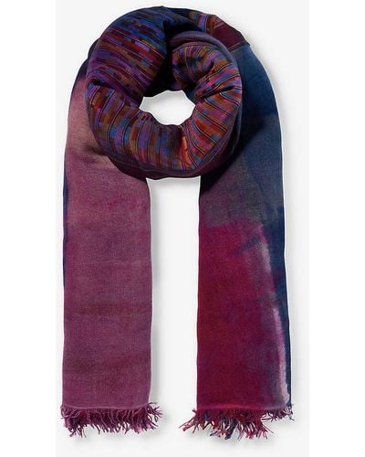 Dianora Salviati Graphic-pattern Large Cashmere And Silk-blend Scarf - Purple
