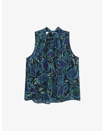 IKKS Floral-print Woven Top - Blue