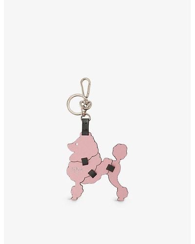 Mulberry Poodle Dog Puzzle Leather Keyring - Pink