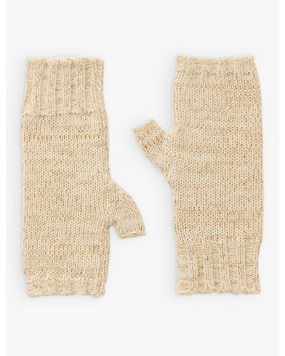 Soeur Winter Knitted Linen-blend Fingerless Gloves - Natural