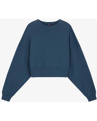 Soeur Willow Cropped Cotton Sweatshirt - Blue