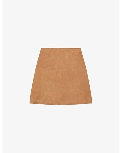 Ted Baker Chiyo High-rise A-line Suede Mini Skirt - Natural