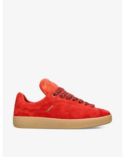 Lanvin X Future Hyper Curb Padded-tongue Suede Mid-top Sneakers - Red
