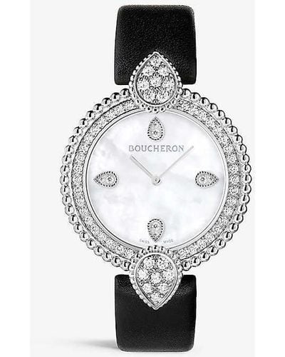 Boucheron Wa015801 Serpent Bohème , 1.21ct And Leather Diamond Quartz Watch - White
