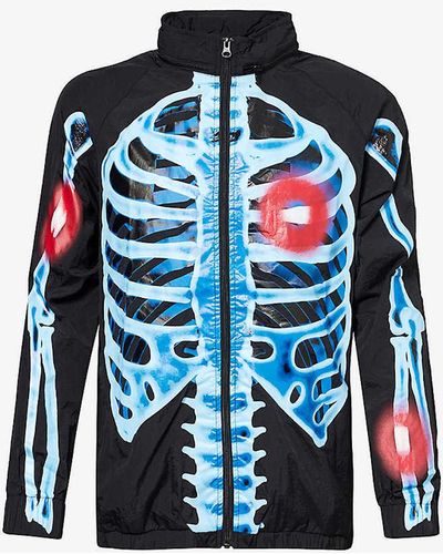 Market Injuries Graphic-print Relaxed-fit Woven Jacket - Blue