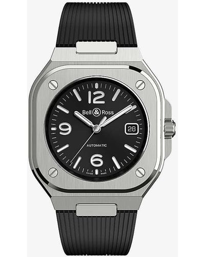 Bell & Ross Br05a-bl-stsrb Stainless-steel And Rubber Automatic Watch - Black