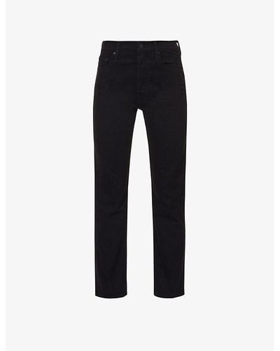 Mother Tomcat Brand-patch Straight-leg Mid-rise Cotton-blend Jeans - Black
