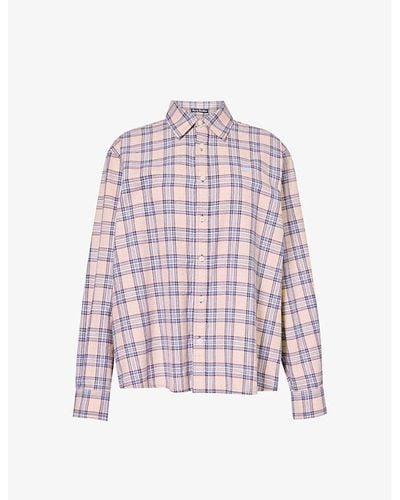 Acne Studios Sarlie Checked Brand-appliqué Cotton Flannel Shirt - Pink