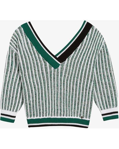 Ted Baker Edora Striped Cotton-blend Jumper - Green