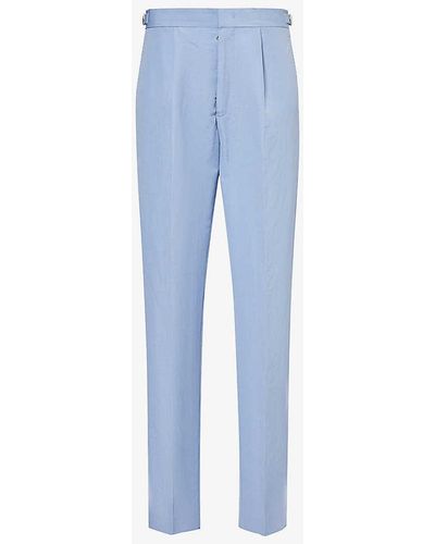 Orlebar Brown Carsyn Long-sleeve Linen And Cotton-blend Trousers - Blue