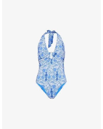 Heidi Klein Lake Como U-bar Recycled Polyamide-blend Swimsuit - Blue