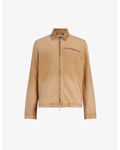 AllSaints Intra Washed Recycled Cotton-blend Jacket X - Natural