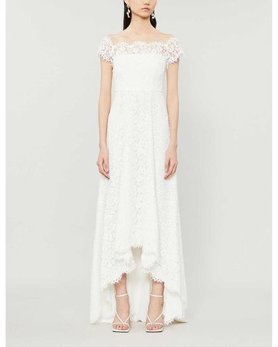 Whistles Rose Off-the-shoulder Floral Lace Wedding Dress - White