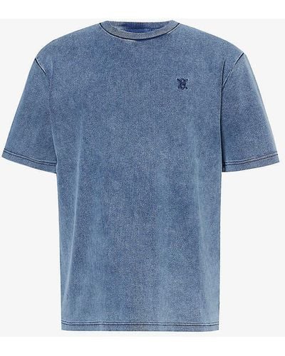 Daily Paper Abasi Logo-embroidered Stretch-cotton Jersey T-shirt - Blue