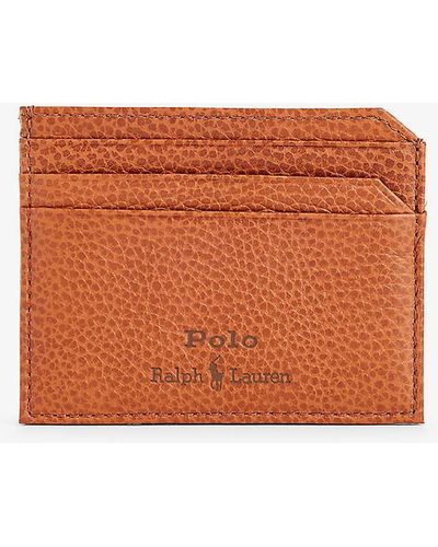 Polo Ralph Lauren Logo-debossed Rectangle Leather Cardholder - Orange