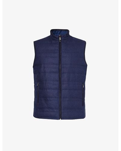 Corneliani Reversible Side-pocket Silk And Wool-blend Gilet - Blue