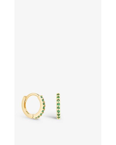 Astrid & Miyu Emerald Green 18ct Yellow- Plated Sterling Silver And Cubic Zirconia huggie Earring - Metallic