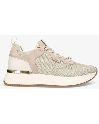 Carvela Kurt Geiger Flare Contrast-sole Mesh And Suede Low-top Trainers - White