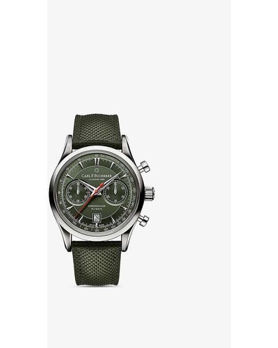Carl F. Bucherer 00.10919.08.93.98 Manero Flyback Stainless-steel And Woven Automatic Watch - Green