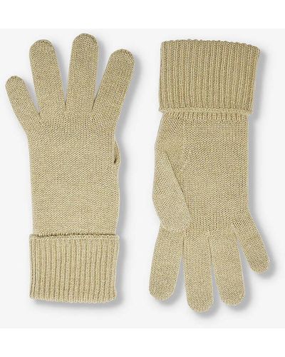 Burberry Logo-embroidered Ribbed-cuff Cashmere Gloves - White