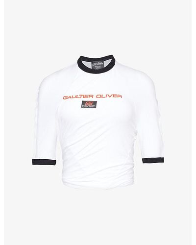 Jean Paul Gaultier X Shayne Oliver Brand-print Stretch-cotton T-shirt - White