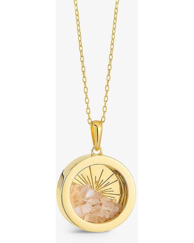 Rachel Jackson Sunburst Amulet Medium 22ct Gold-plated Sterling Silver And Moonstone Necklace - Metallic