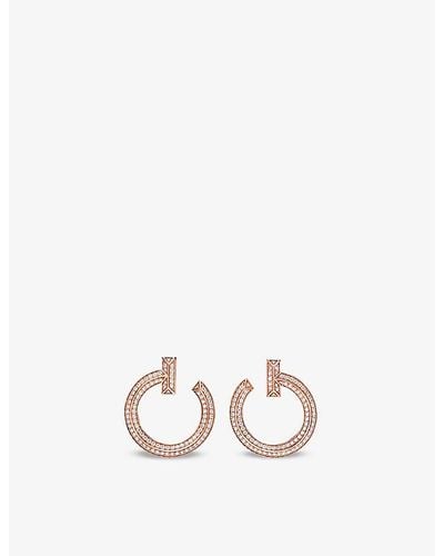 Tiffany & Co. T1 18ct Rose-gold And 0.48ct Diamond Earrings - White