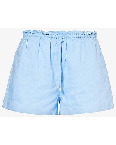 Heidi Klein Hydra Drawstring-waist Linen Shorts - Blue