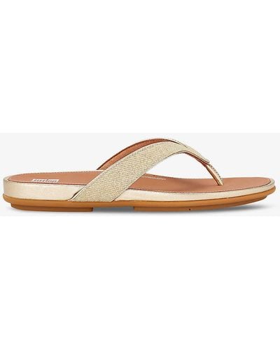 Fitflop Gracie Two-toned Woven Flip Flops - White