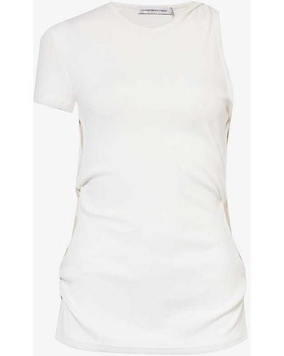 Christopher Esber One-shoulder Cut-out Stretch-woven Top - White