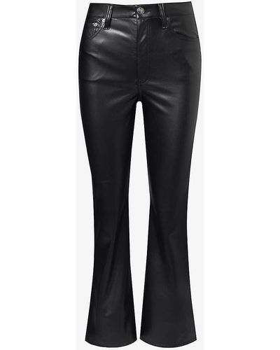 Rag & Bone Casey Brand-embroidered Straight-leg High-rise Faux-leather Trousers - Black