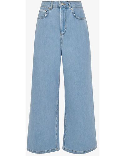 Whistles Cropped Wide-leg Mid-rise Denim Jeans - Blue