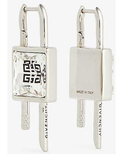 Givenchy Lock Logo-engraved Brass Earrings - White