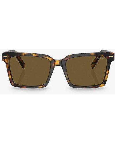 Miu Miu Mu 13zs Rectangle-frame Acetate Sunglasses - Brown