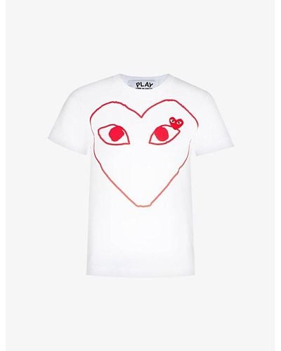 COMME DES GARÇONS PLAY Heart-logo Cotton-jersey T-shirt - White