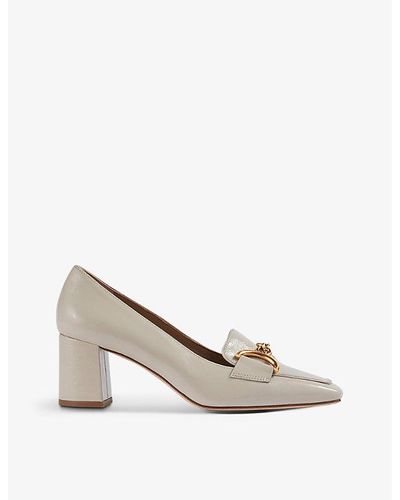 LK Bennett Samantha Snaffle-trimmed Crinkled Patent Leather Court Shoes - White