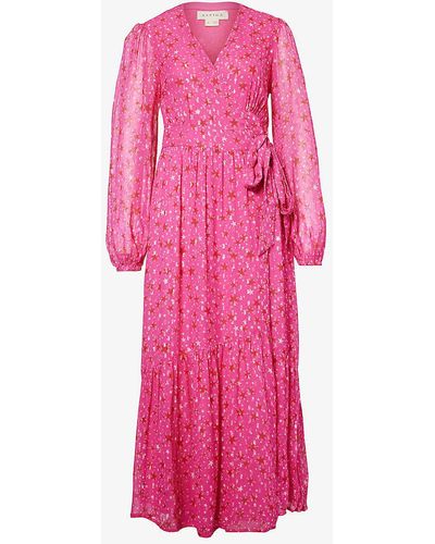 Aspiga Etti Star-pattern Woven-blend Midi Dress - Pink