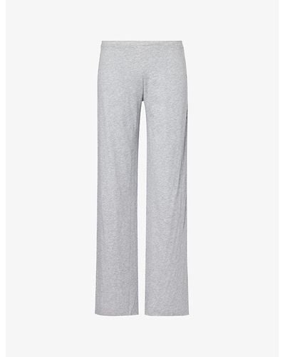 Skin Sexy Wide-leg Mid-rise Organic Cotton-jersey Trousers - Grey