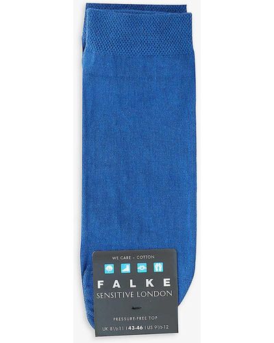 FALKE Sensitive London Elasticated-cuffs Stretch-cotton Blend Socks - Blue