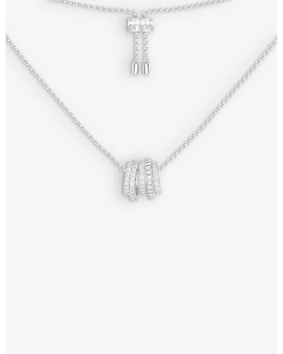 Apm Monaco Hoop-link Sterling- And Zirconia Necklace - White