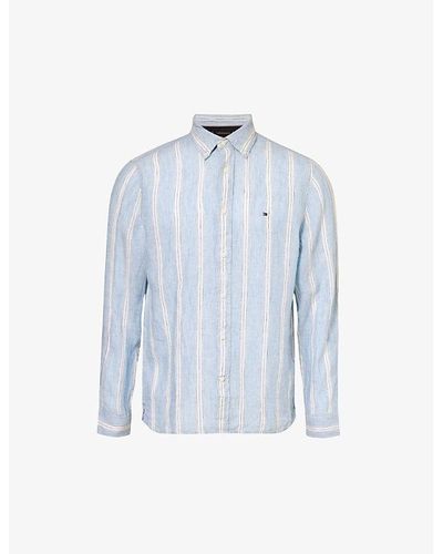 Tommy Hilfiger Sleepy Blue /triple Stripe Stripe-pattern Regular-fit Linen Shirt X