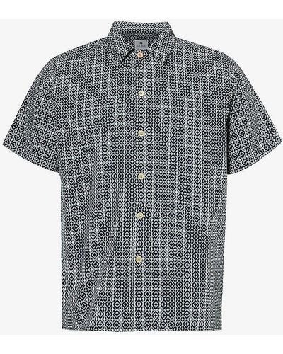 PS by Paul Smith Repeat Cheque Regular-fit Cotton Shirt - Grey