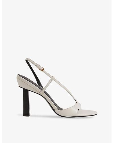 Reiss Joy Strap Leather Sandals - White