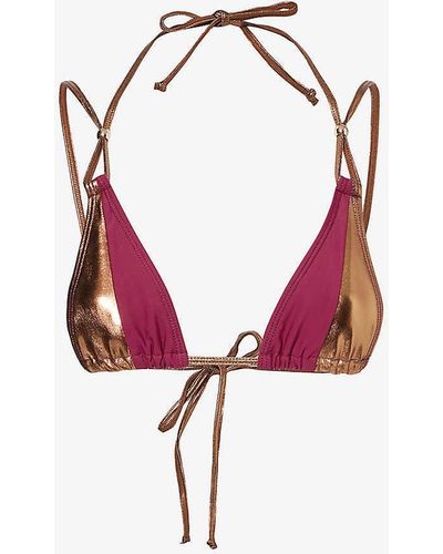 Jaded London Luna Metallic Bikini Top - Pink