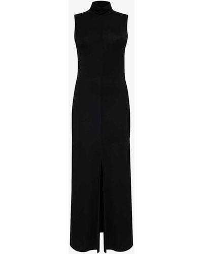 Reformation Axton High-neck Stretch-woven Midi Dress X - Black