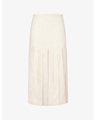 Gabriela Hearst Binka High-rise Silk And Wool-blend Midi Skirt - Natural